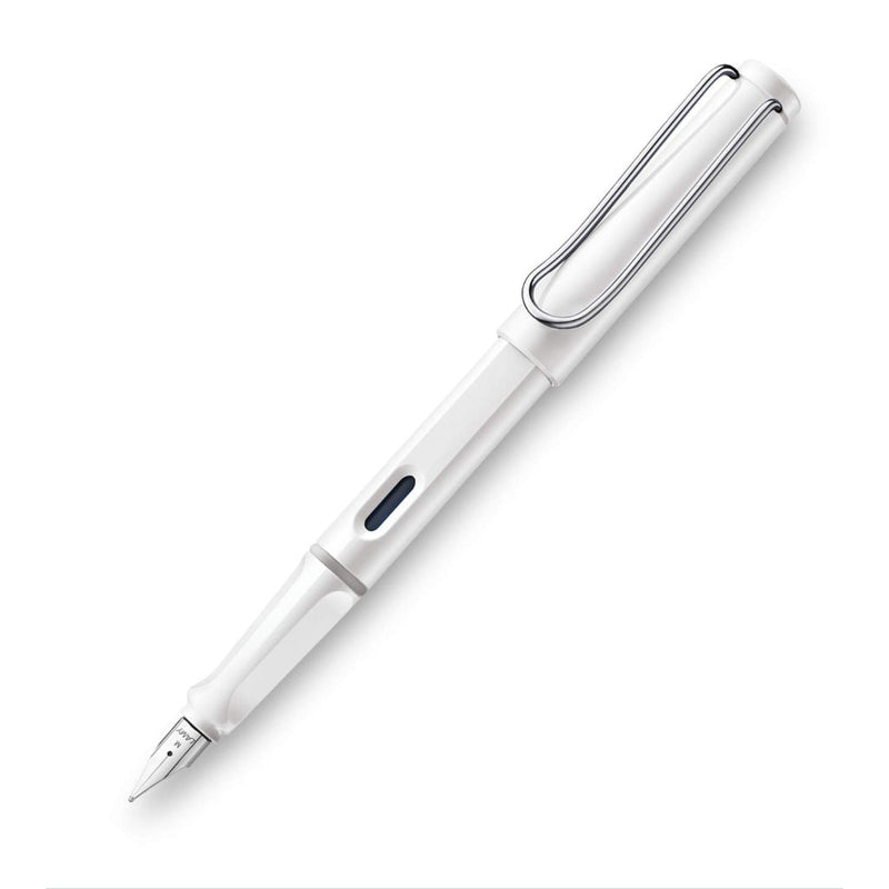 Lamy Safari A019 Fountain Pen Fine White With Chrome Plated Clip