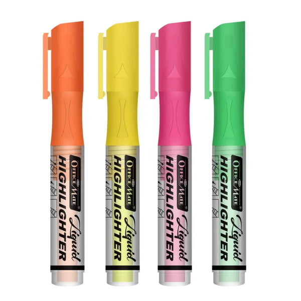 Soni Officemate Liquid Highlighter Marker, Mix Colour, Pack of 4