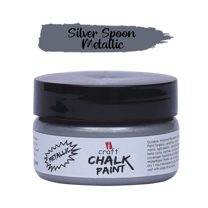iCraft Metallic Chalk Paint 60ml-Silver Spoon