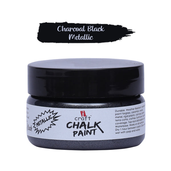 iCraft Metallic Chalk Paint 60ml-Charcoal Black