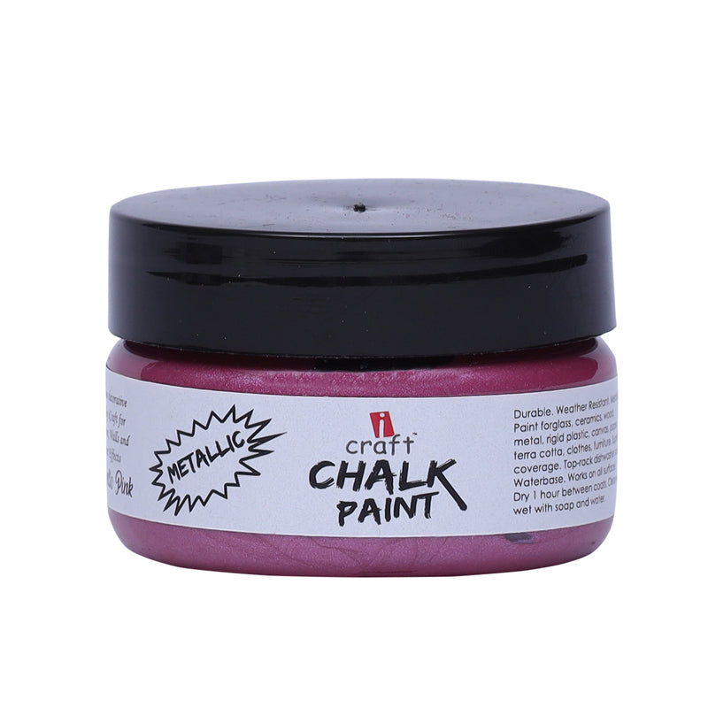 iCraft Metallic Chalk Paint 60ml-Romantic Pink