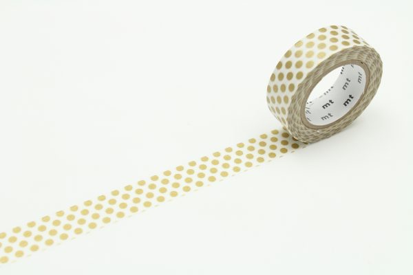 mt Washi Japanese Masking Tape Polka Dots , 15 mm x 10 mtrs Shade - Gold , ( Pack Of 1 )
