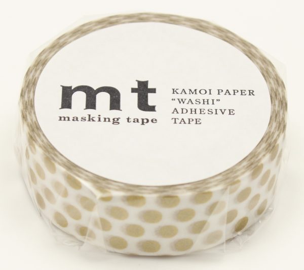 mt Washi Japanese Masking Tape Polka Dots , 15 mm x 10 mtrs Shade - Gold , ( Pack Of 1 )