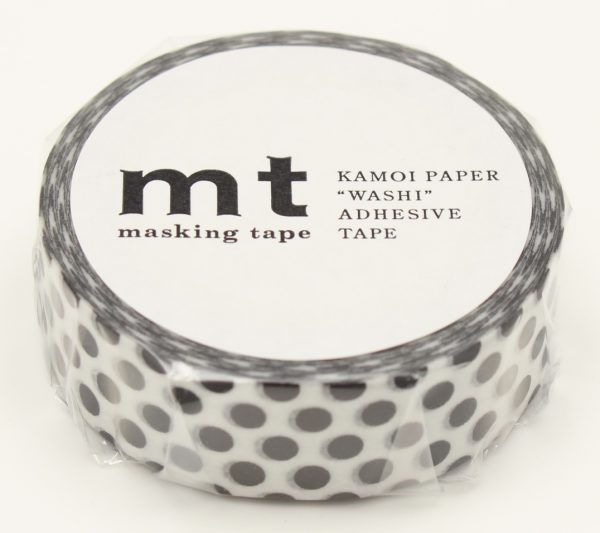 mt Washi Japanese Masking Tape Polka Dots , 15 mm x 10 mtrs Shade - Black , ( Pack Of 1 )