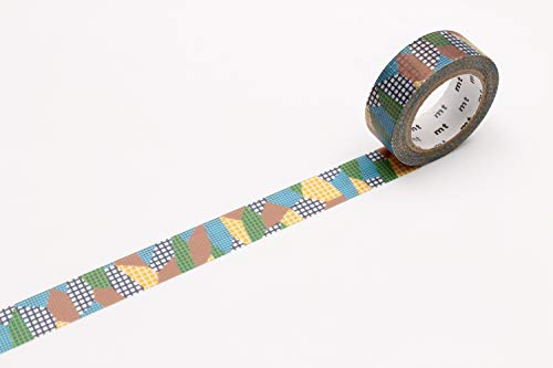 mt Washi Japanese Masking Tape Borders , 15 mm x 7 mtrs Shade – separate check dull tone, ( Pack Of 1 )