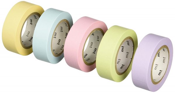 mt Washi Japanese Masking Tape Gift Box, 15 mm x 5 mtrs Shade – PASTEL2, (Pack of 5)