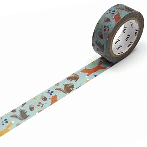 mt Washi Japanese Masking Tape EX Series, 15 mm x 7 mtrs Shade – Embroidery Fox and Squirrel