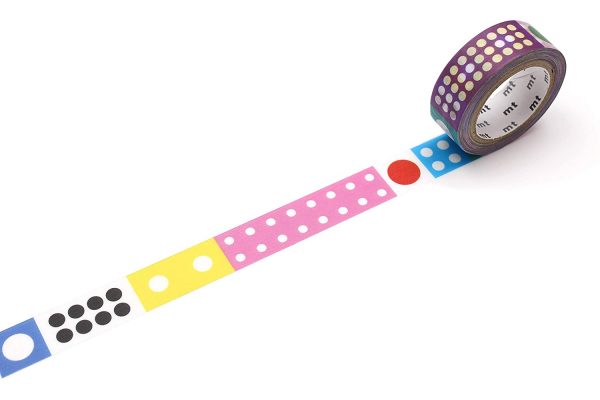 mt Washi Japanese Masking Tape , 15mm x 7 mtrs Shade – Kapitza Polka Dot Ice (Pack of 1)