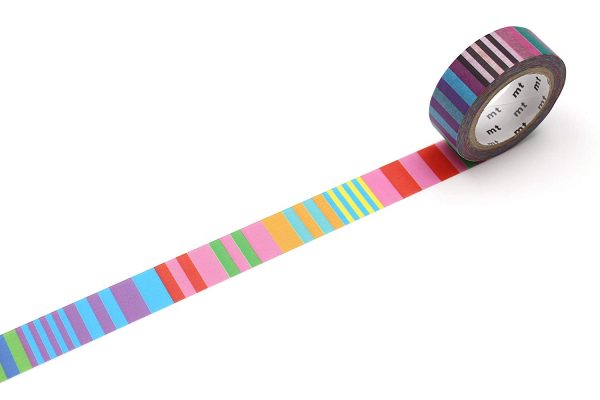 mt Washi Japanese Masking Tape ,Shade – Kapitza Candy Stripe,15mm x 7 mtrs (Pack of 1)