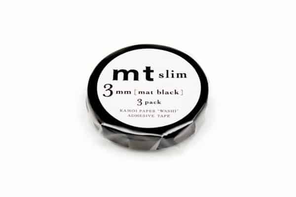 mt Washi Japanese Slim Masking Tape, Shade – Matte Black, 3 mm x 10 mtrs (Pack of 3)