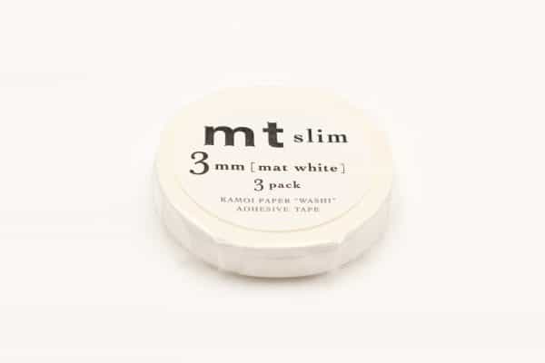 mt Washi Japanese Slim Masking Tape, Matte White, 3 mm x 10 mtrs (Pack of 3)