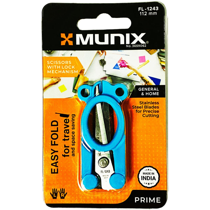 Munix Scissors For Home/Office Fl-1243 112Mm Foldable Blue