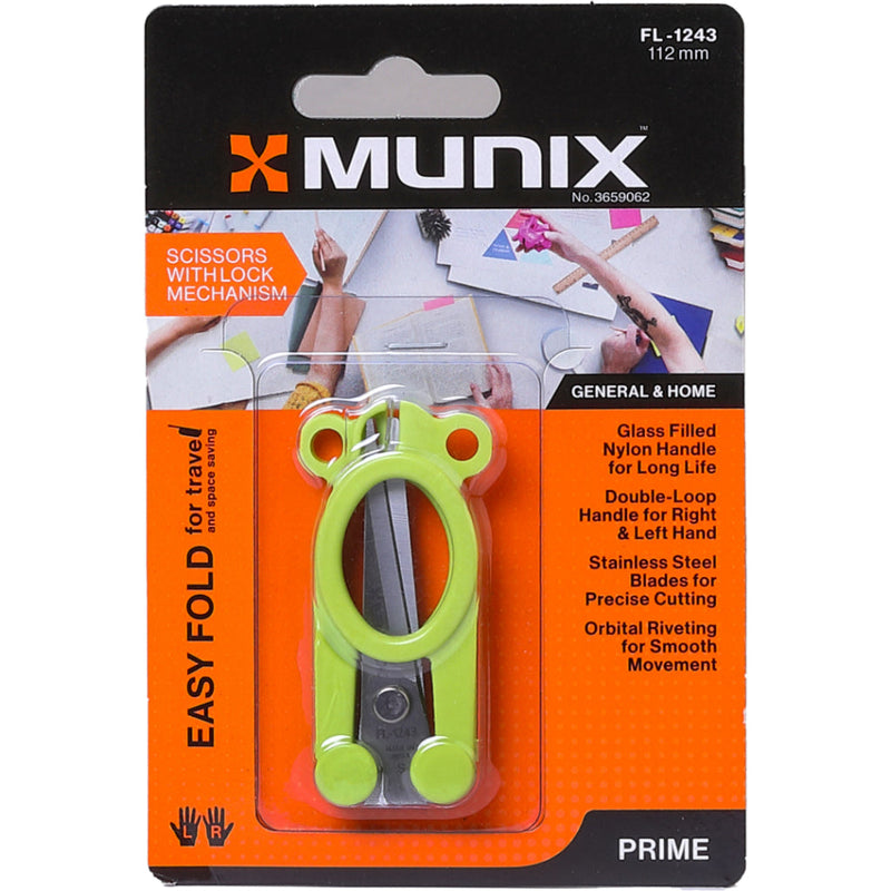 Munix Scissors For Home/Office Fl-1243 112Mm Foldable Green