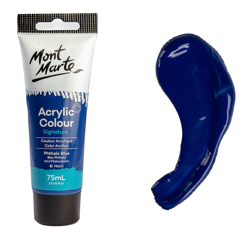 Monte Marte Acrylic Colour Paint Signature 75ml (2.5 US fl.oz) Tube - Phthalo Blue