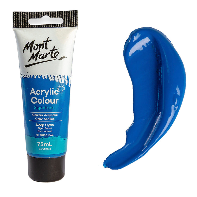 Monte Marte Acrylic Colour Paint Signature 75ml (2.5 US fl.oz) Tube - Deep Cyan Blue