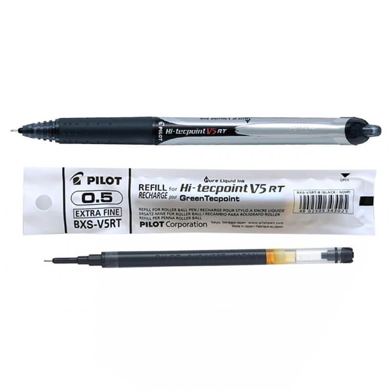 Pilot V5 Hi-Tecpoint Cartridge System Liquid Ink 0.5 Rollerball Pen + 3  Refills