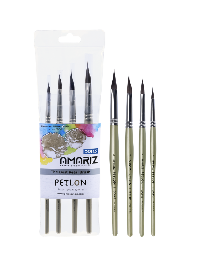 DOMS Amariz Artist Essentials Petlon Petal Paint Brush (Set of 4, Gold)