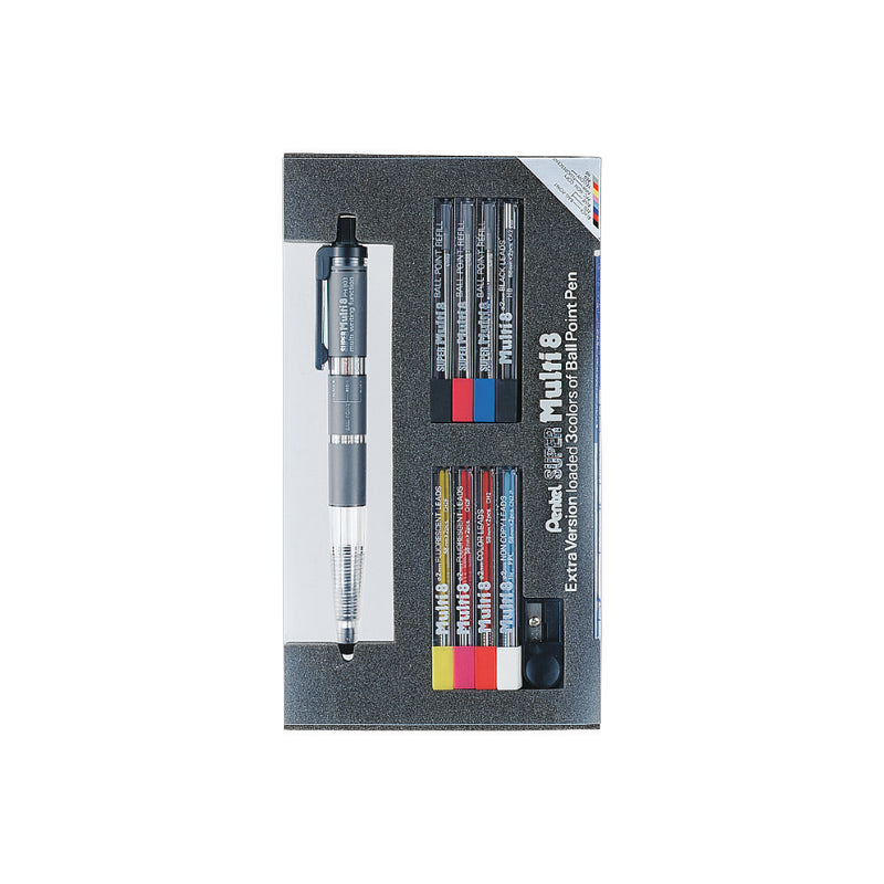 PENTEL PH803ST MULTICOLOURS 8 AUTO. PEN+PENCIL SUPER SET (EXTRA REFILL) GIFT SET