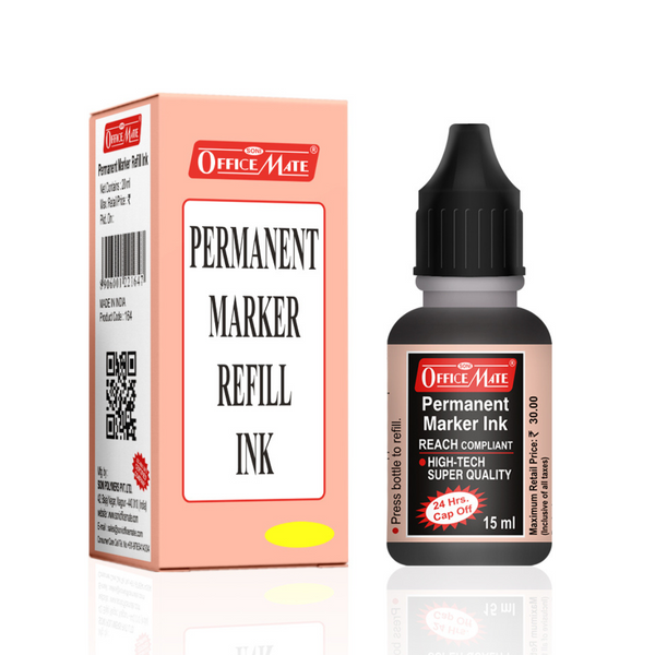 Soni Officemate Permanent Marker Ink Bottle (15ml, Pack of 10) (Black)