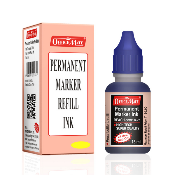 Soni Officemate Permanent Marker Ink Bottle (15ml, Pack of 10) (Blue)