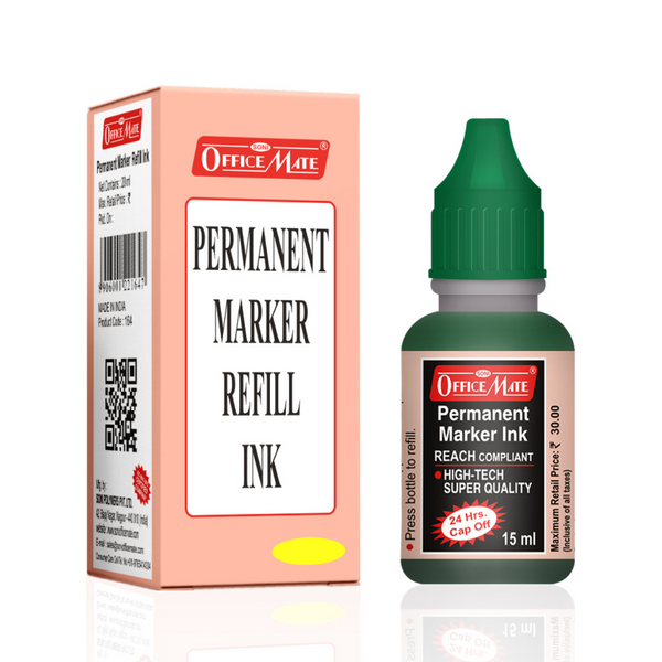 Soni Officemate Permanent Marker Ink Bottle (15ml, Pack of 10) (Green)