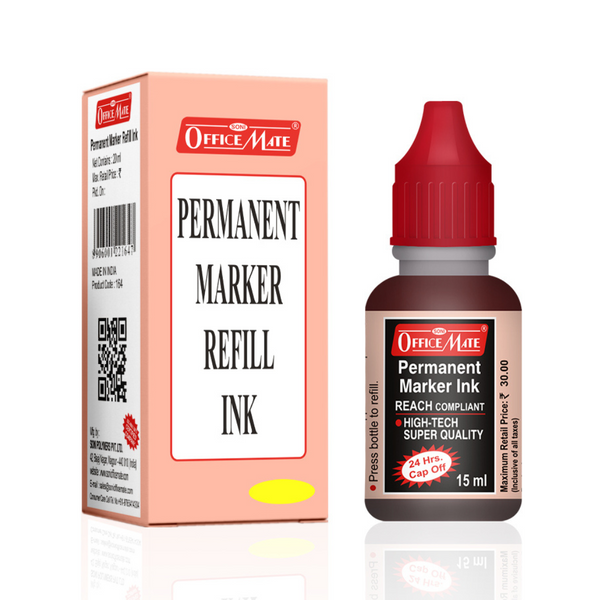 Soni Officemate Permanent Marker Ink Bottle (15ml, Pack of 10) (Red)