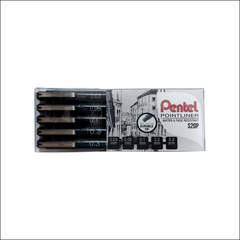 PENTEL S20P- POINTLINER PIGMENT INK PEN (SET 1) 5PC SET