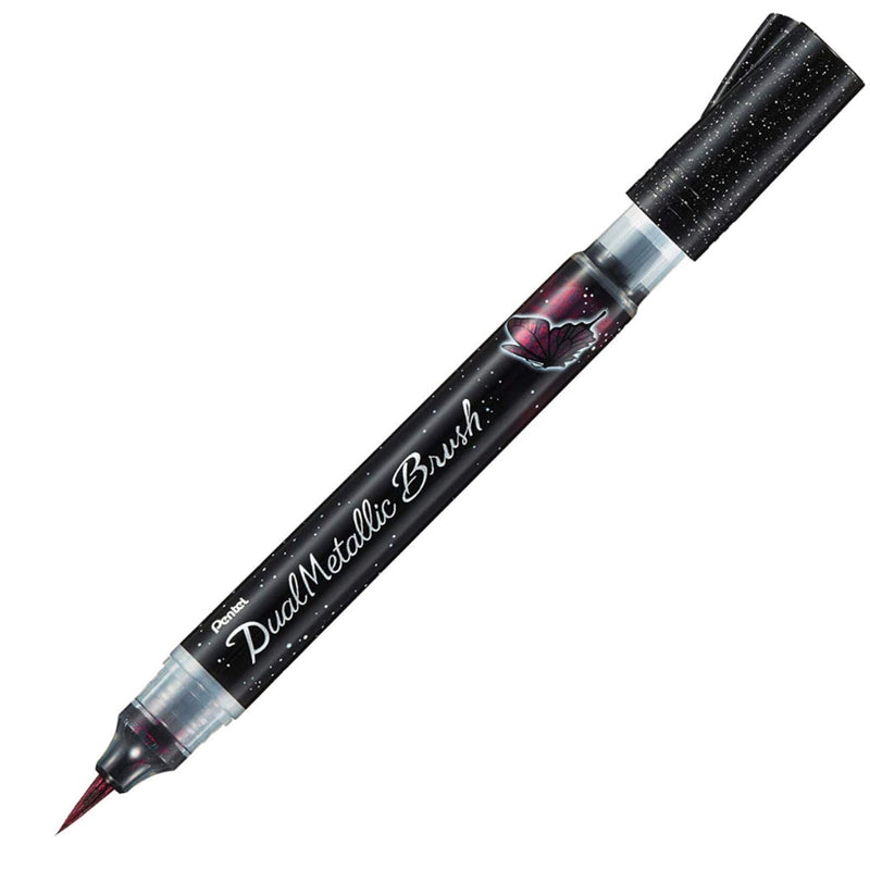 PENTEL XGFH-DAX DUALMETALLIC BRUSH- BLACK+METALLIC RED