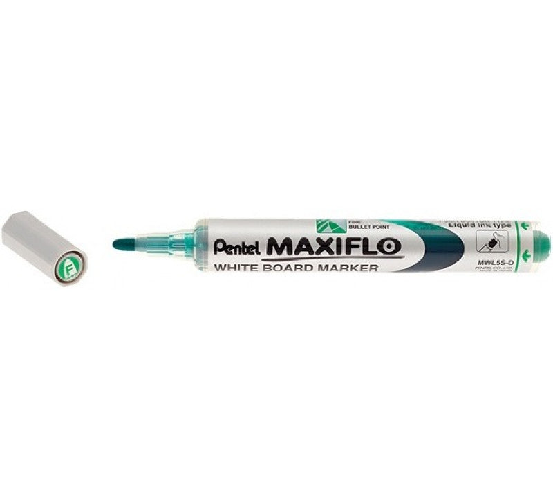 Pentel MWL5S-D MAXIFLOW WHITEBOARD MARKER BULLET FINE GREEN