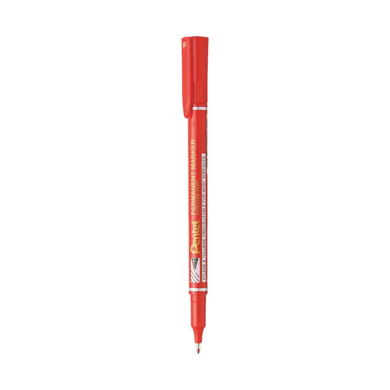 Pentel NF450 PERMANENT MARKER -10PC BOX, RED INK