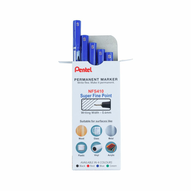 Pentel NFS410 PERMANENT MARKER -10PC BOX, BLUE INK