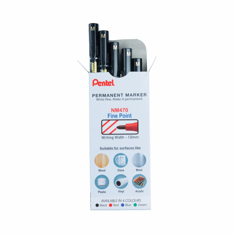 Pentel NM470 PERMANENT MARKER -10PC BOX, BLACK INK