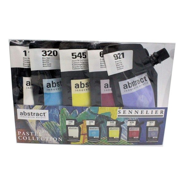 Sennelier Abstract Acrylic Artist Paint Pouch 120 ml, Pastel Assorted 5 Colors