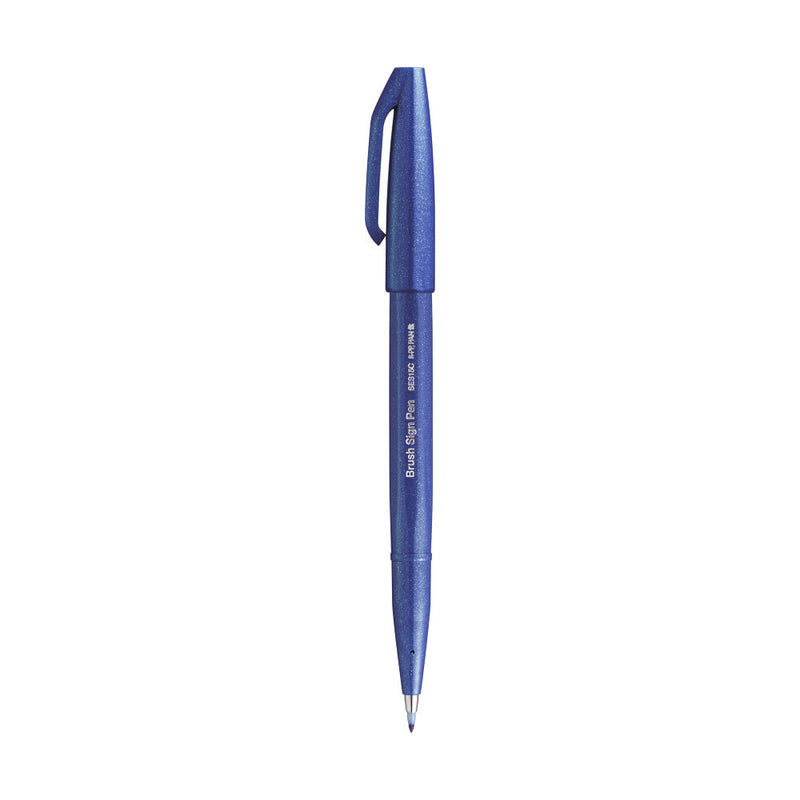 Pentel SES15C BRUSH SIGN PEN-1PC BLST PKG -BLUE (CX)