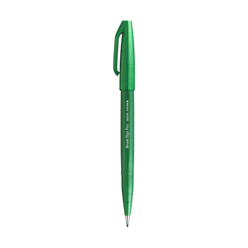 Pentel SES15C BRUSH SIGN PEN-1PC BLST PKG -GREEN (DX)