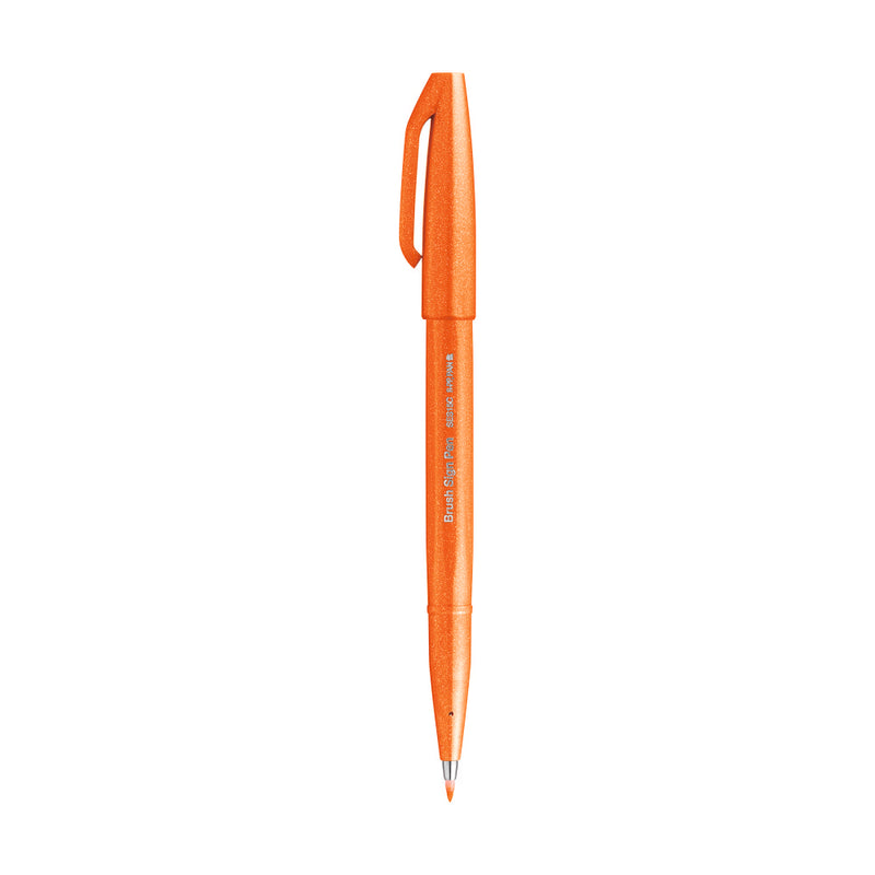 Pentel SES15C BRUSH SIGN PEN-1PC BLST PKG -ORANGE (FX)