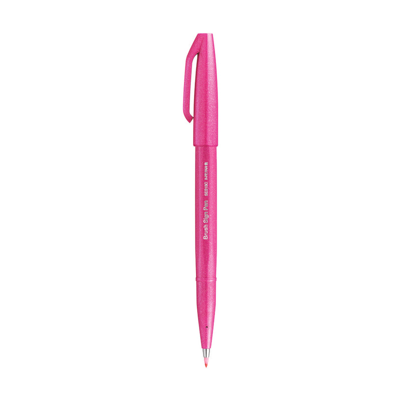 Pentel SES15C BRUSH SIGN PEN-1PC BLST PKG -PINK (PX)