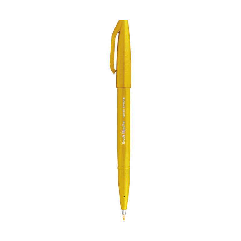 Pentel SES15C BRUSH SIGN PEN-1PC BLST PKG -YELLOW (GX)