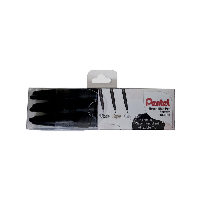 PENTEL SESP15 BRUSH SIGN PEN PIGMENT - PENTEL SEPIA BULK (SPBR)