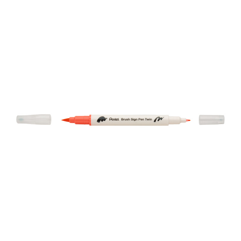 Pentel SESW30C-T135 BRUSH SIGN PEN TWIN TIP-1PC BLST PKG -CORAL PINK