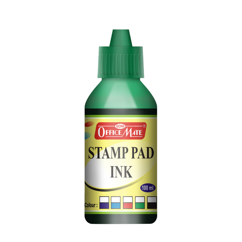 Soni Officemate Stamp Pad Ink (100 Ml_Pack of 10) (Green)