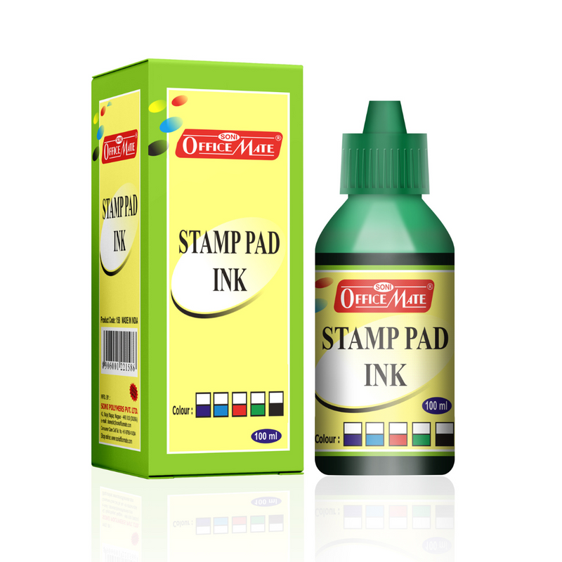 Soni Officemate Stamp Pad Ink (100 Ml_Pack of 10) (Green)