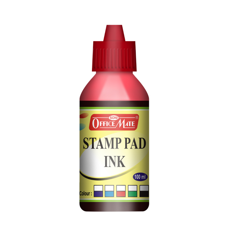 Soni Officemate Stamp Pad Ink (100 Ml_Pack of 10) (Red)