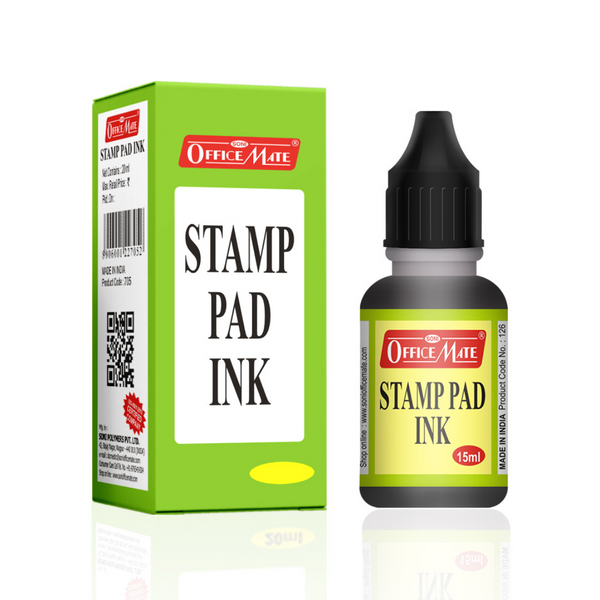 Soni Officemate Stamp Pad Ink, Black Color, 15 Ml - Pack of 10