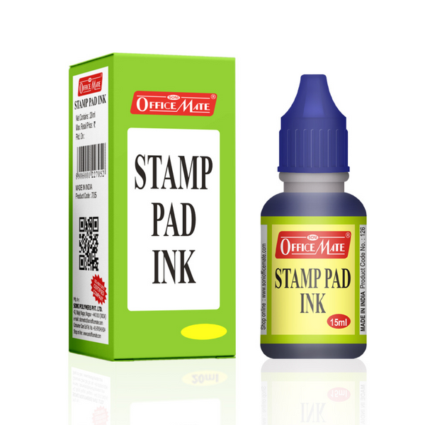 Soni Officemate Stamp Pad Ink, Blue Color, 15 Ml - Pack of 10