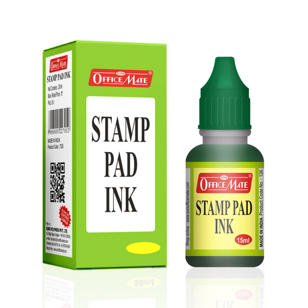 Soni Officemate Stamp Pad Ink, Green Color, 15 Ml - Pack of 10