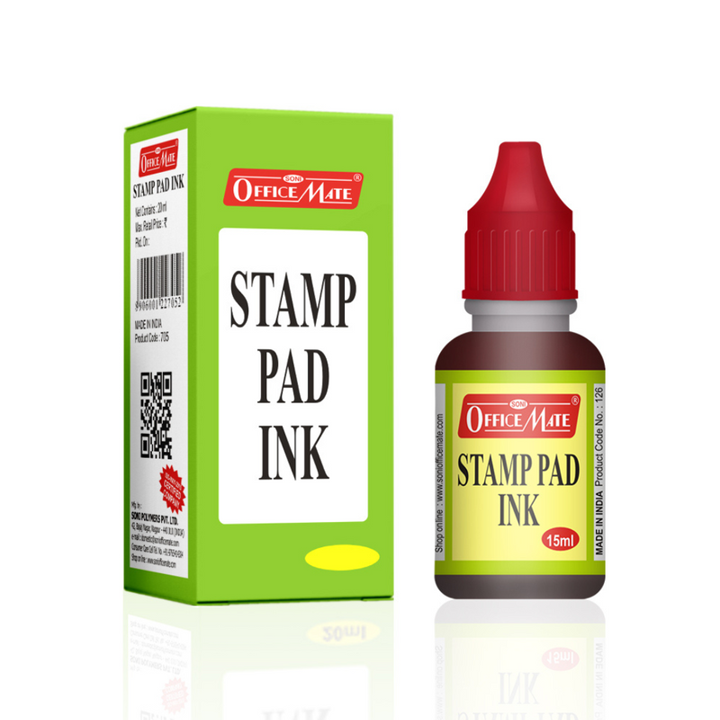 Soni Officemate Stamp Pad Ink, Red Color, 15 Ml - Pack of 10