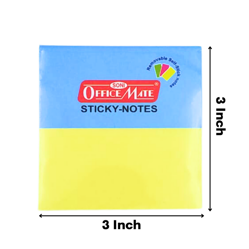 Soni Officemate Sticky Note Pads Fluorescent Paper Self Adhesive Memo Pad Sticky Notes Bookmark Point It Marker Memo Sticker 76 x 76 - Pack of 24