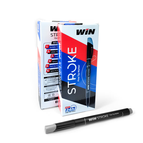 WIN Stroke Markers Set | 10 Black Markers | Fine Tip | Suitable for Multipurpose Usage| Fast Writing | Ideal for School, Office & Business Use | Stationery Markers | Permanent Marker