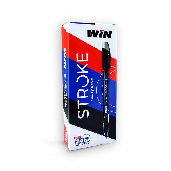 WIN Stroke Markers Set | 10 Blue Markers | Fine Tip | Suitable for Multipurpose Usage| Fast Writing | Ideal for School, Office & Business Use | Stationery Markers | Permanent Marker